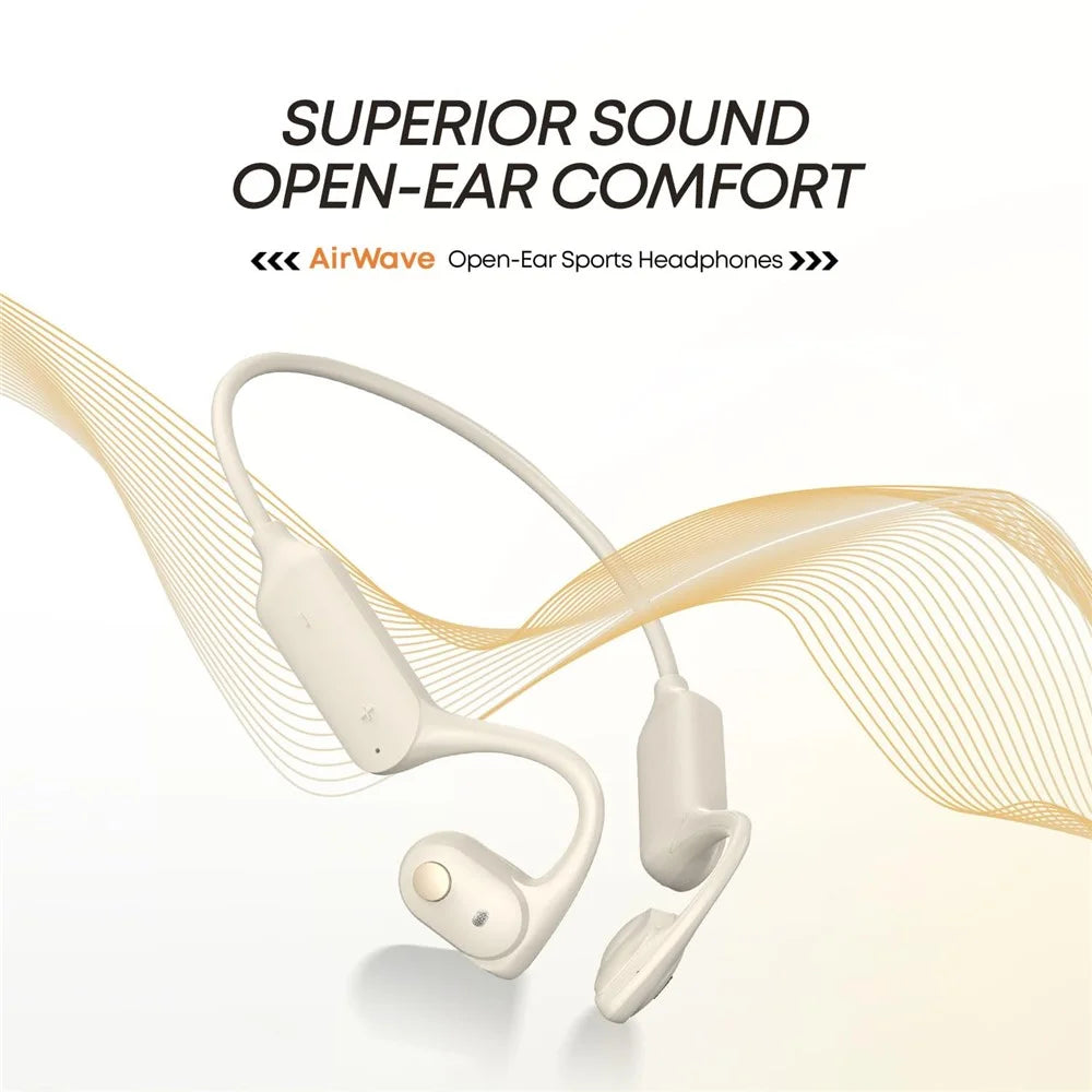 LANGSDOM Airwave BE10 Cycling Sport Bone Conduction Bluetooth-Compatible Headset Open Ear Waterproof Earphone - Beige - 2