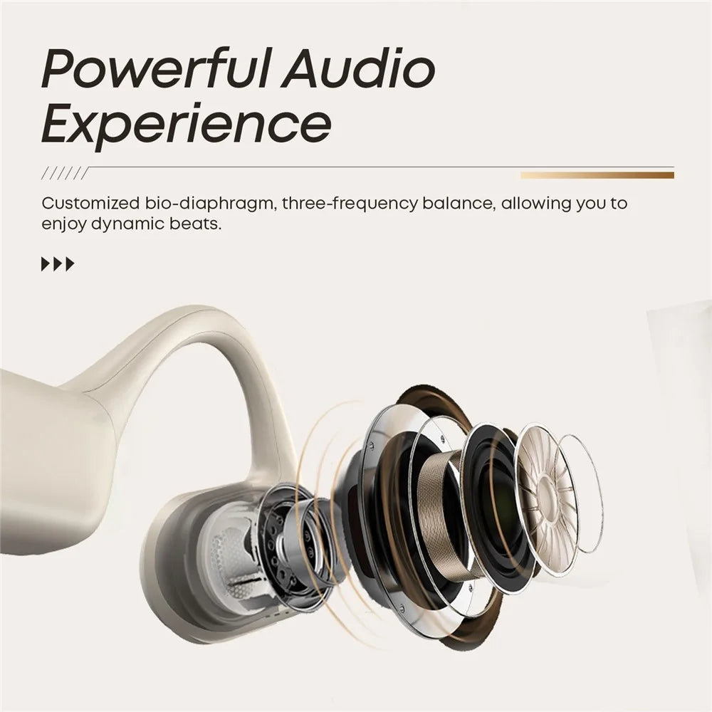 LANGSDOM Airwave BE10 Cycling Sport Bone Conduction Bluetooth-Compatible Headset Open Ear Waterproof Earphone - Beige - 3