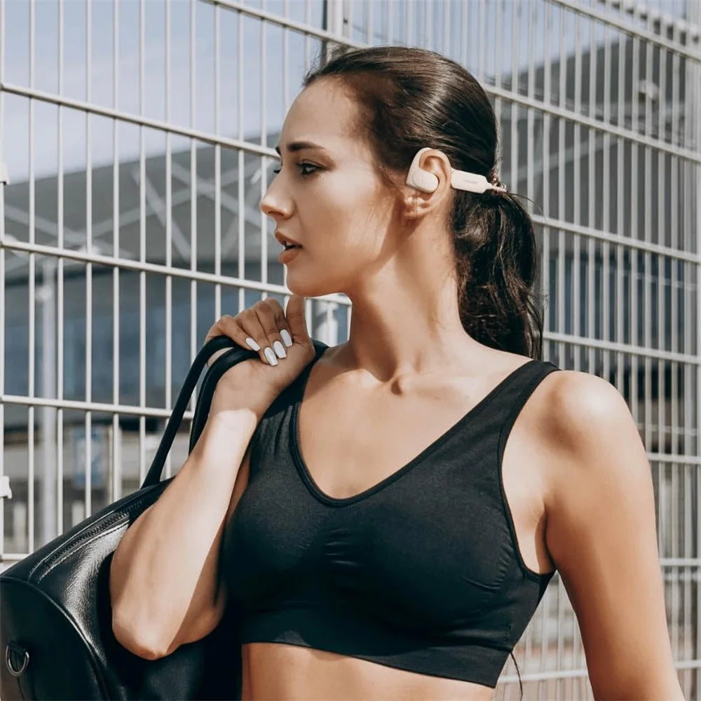 LANGSDOM Airwave BE10 Cycling Sport Bone Conduction Bluetooth-Compatible Headset Open Ear Waterproof Earphone - Beige - 7