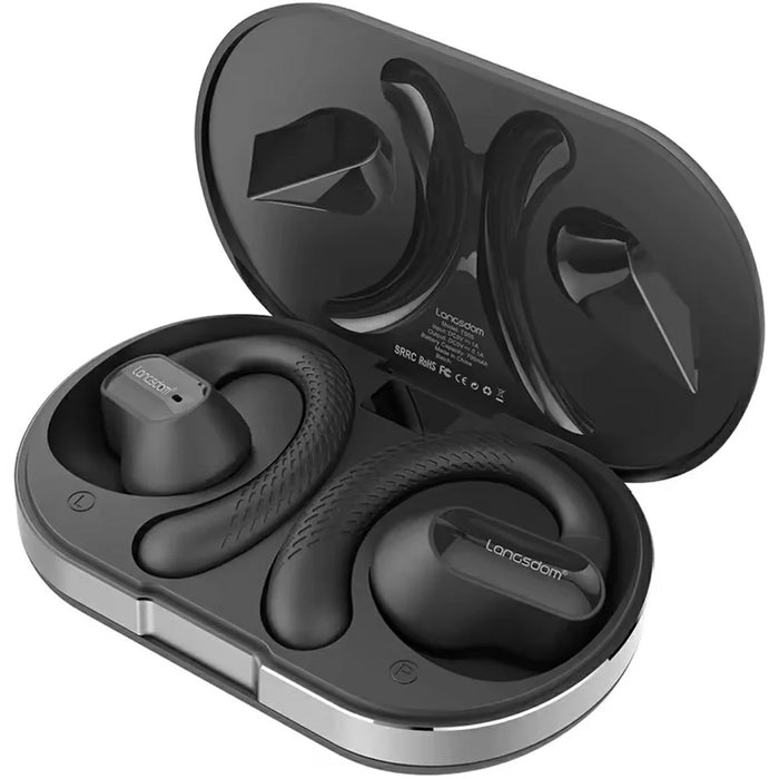 LANGSDOM TS05 Wireless Bluetooth-Compatible Earphone with Microphone Ear Hook Music Call Headset - Black - 1