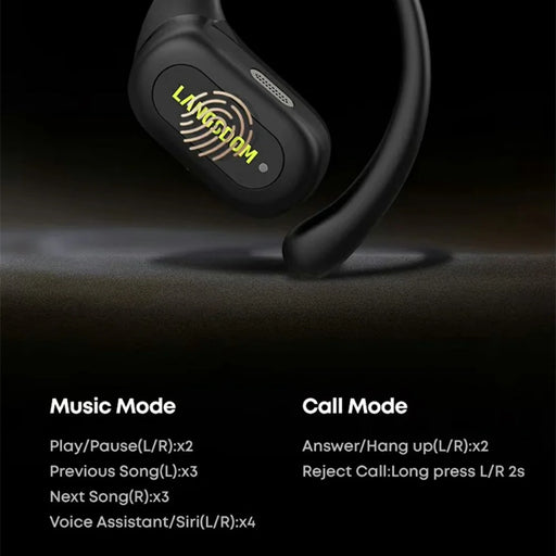 LANGSDOM TS19 Sports Wireless Earphones with Mic Ear Hook Design Bluetooth-Compatible Waterproof Music Headset - Black - 2