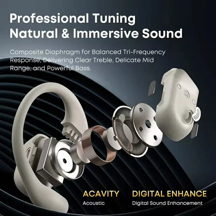 LANGSDOM TS17 Wireless Bluetooth-Compatible Earphones Ear Hook Open-Ear Design Waterproof Headset with Microphone - Beige - 3