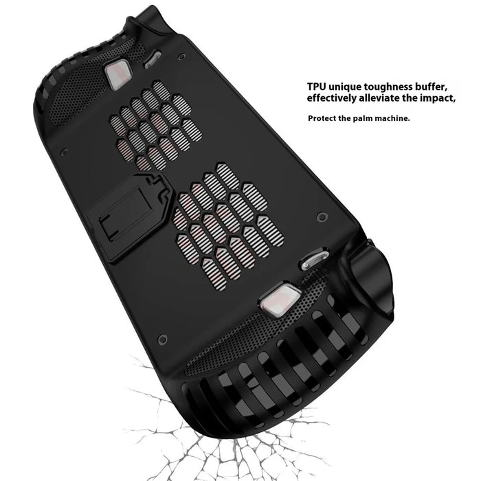 For Lenovo Legion Go S Handheld Game Console TPU Case with Kickstand Impact-Resistant Protective Cover - Black - 4
