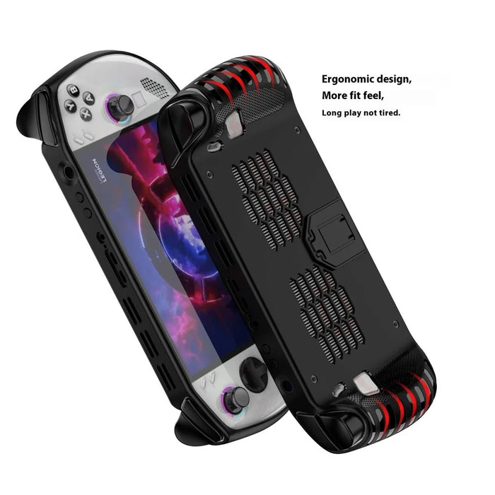 For Lenovo Legion Go S Handheld Game Console TPU Case with Kickstand Impact-Resistant Protective Cover - Black - 6