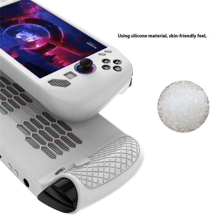 For Lenovo Legion Go S Handheld Game Console Silicone Case Impact-Resistant Soft Protective Cover - White - 4