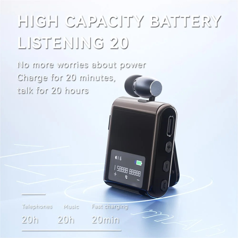 K89 Business LCD Display Clip-On Bluetooth-Compatible Headset Wireless Cycling Hands-Free Calling Earphone - Silver - 2