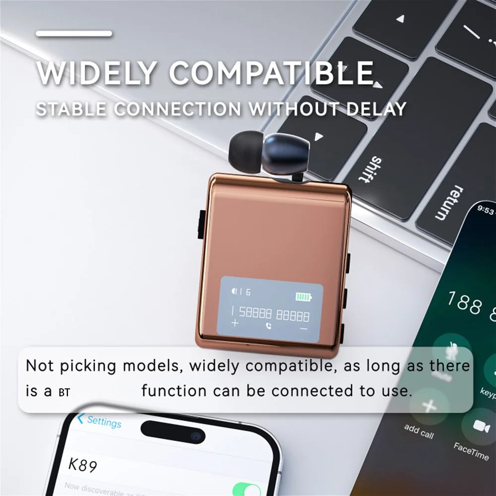 K89 Business LCD Display Clip-On Bluetooth-Compatible Headset Wireless Cycling Hands-Free Calling Earphone - Silver - 4