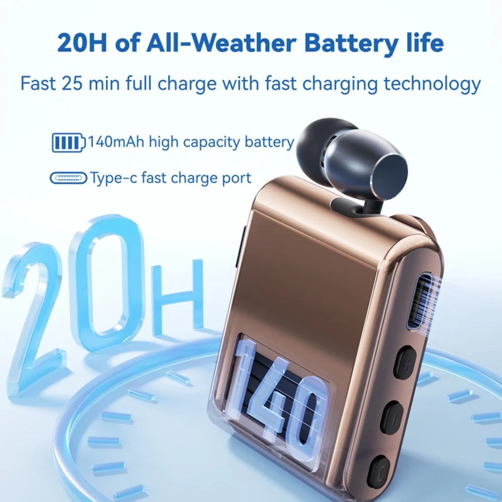 K89 Business LCD Display Clip-On Bluetooth-Compatible Headset Wireless Cycling Hands-Free Calling Earphone - Silver - 5