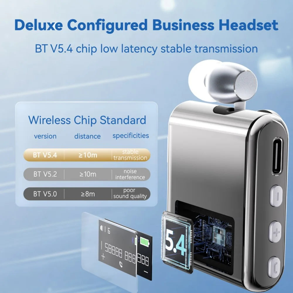 K89 Business LCD Display Clip-On Bluetooth-Compatible Headset Wireless Cycling Hands-Free Calling Earphone - Silver - 7