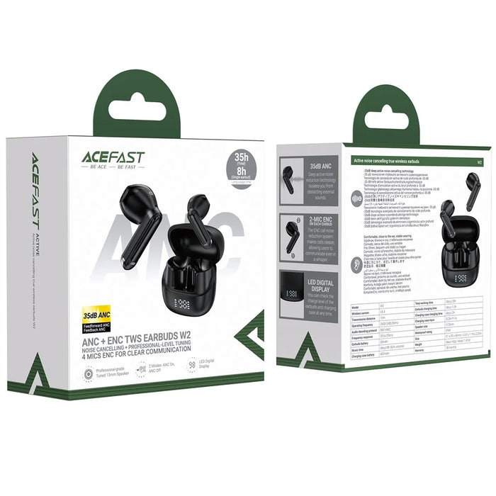 ACEFAST W2 TWS Bluetooth-Compatible Earbuds Active Noise Cancelling Earphones with LED Display Charging Case - 7