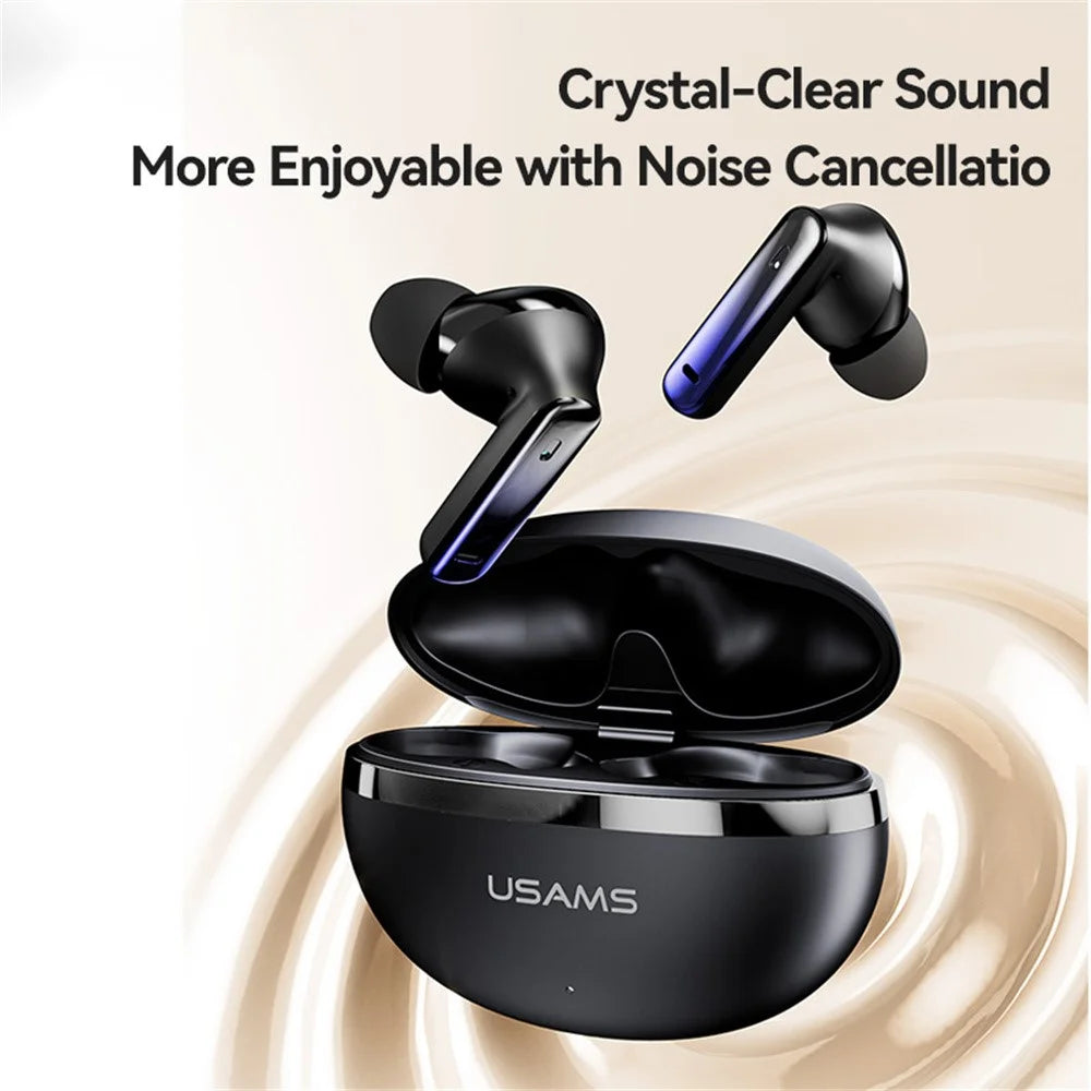 USAMS Echo E02 Wireless In-Ear Earbuds Bluetooth-Compatible 5.3 ANC + ENC Noise Cancelling Headphones - White - 2