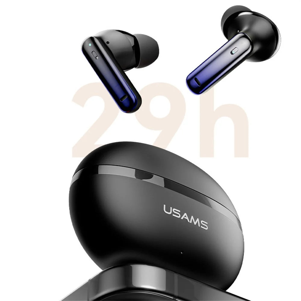 USAMS Echo E02 Wireless In-Ear Earbuds Bluetooth-Compatible 5.3 ANC + ENC Noise Cancelling Headphones - White - 7