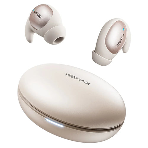 REMAX TWS-01 Wireless Earbuds Bluetooth-Compatible Stereo Headphones Sleep Friendly ENC Earphones - Beige - 1