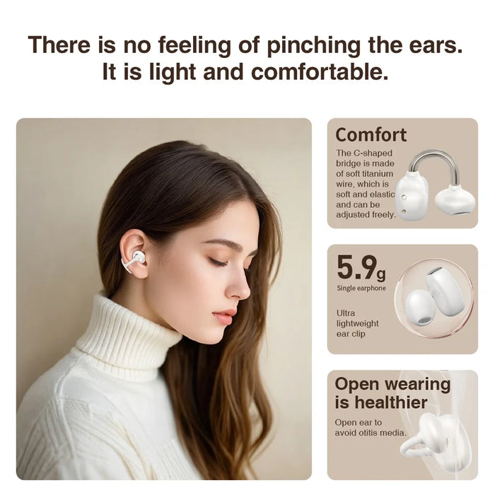 HILEO Hi85 Ear-Clip Wireless Headphones Bluetooth-Compatible Stereo Earbuds Button  /  Touch Operation ENC Earphones - White - 5