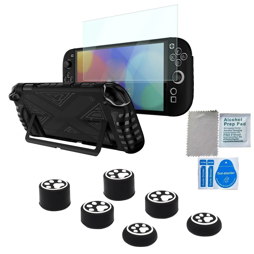 For Nintendo Switch 2 Game Console TPU + PC Protective Case with Screen Protector and Joystick Caps - 1