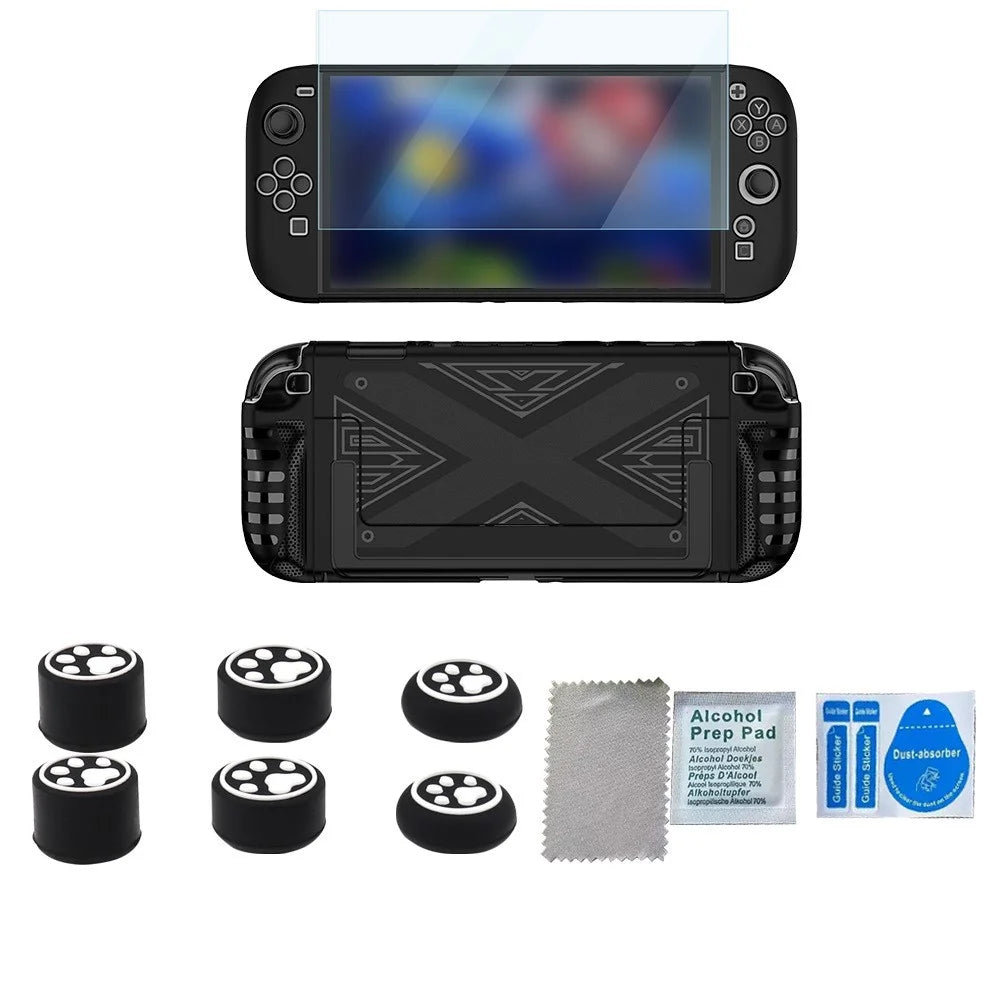 For Nintendo Switch 2 Game Console TPU + PC Protective Case with Screen Protector and Joystick Caps - 3