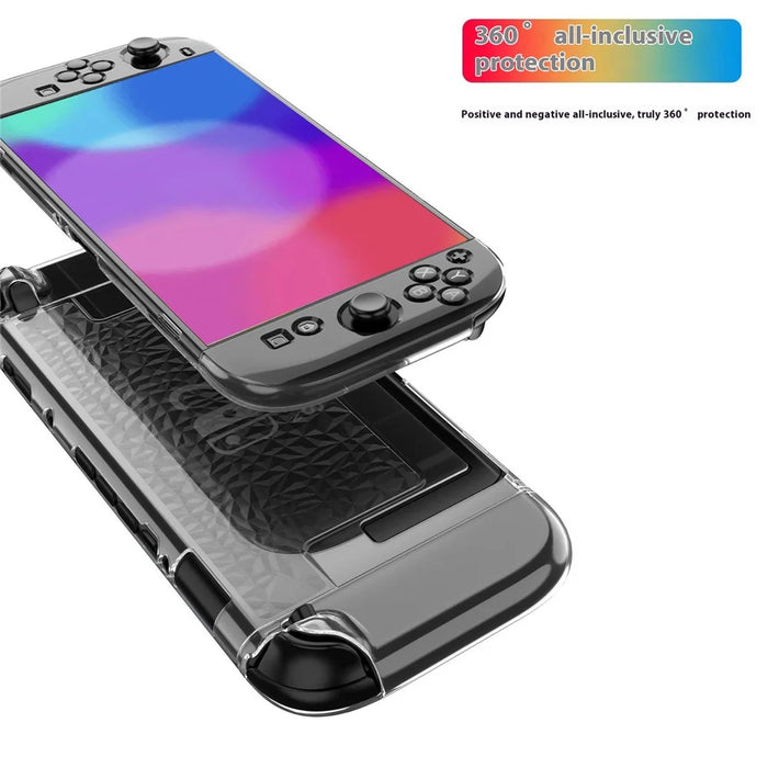 SW2D05 For Nintendo Switch 2 Game Console Case Diamond Texture Transparent TPU + PC Split Protective Cover - 5