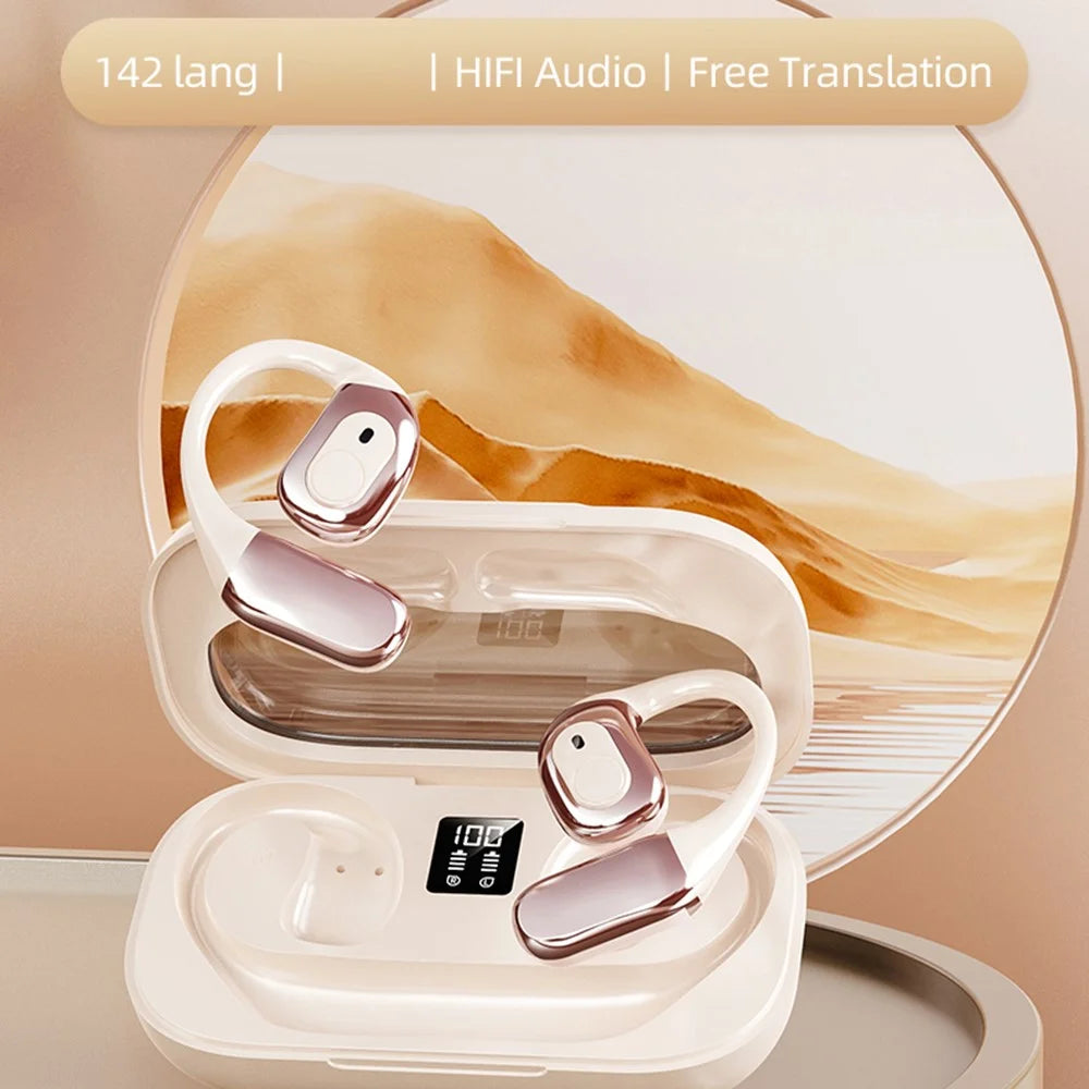 T23 Bluetooth-Compatible Headset Noise Cancelling Multi Language Translation Calling Music Wireless Earphones - Nude - 2