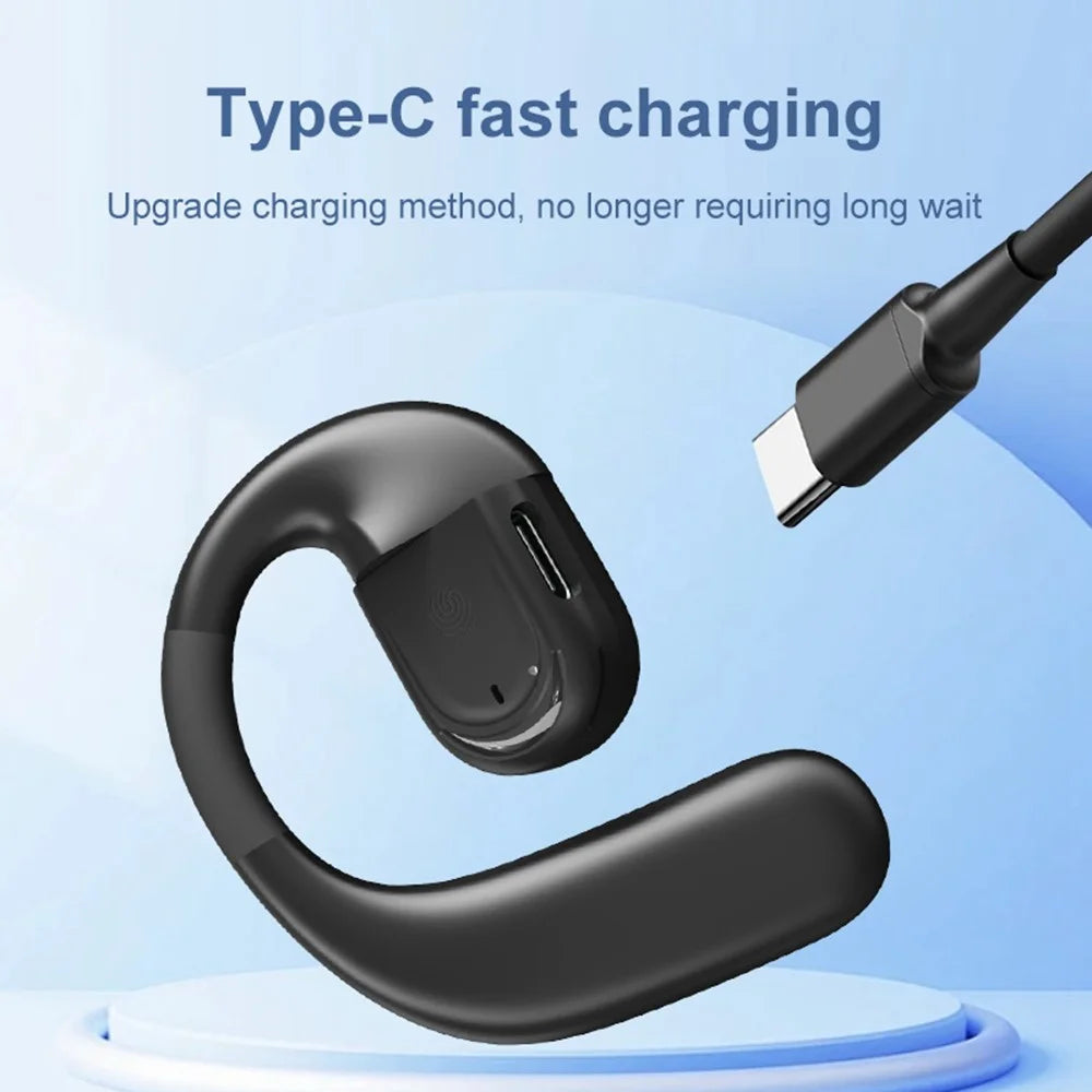 YJ78 Open Ear Earbuds Rotatable Single Ear Hook Sports Headphones Bluetooth-Compatible 5.4 - Black - 4
