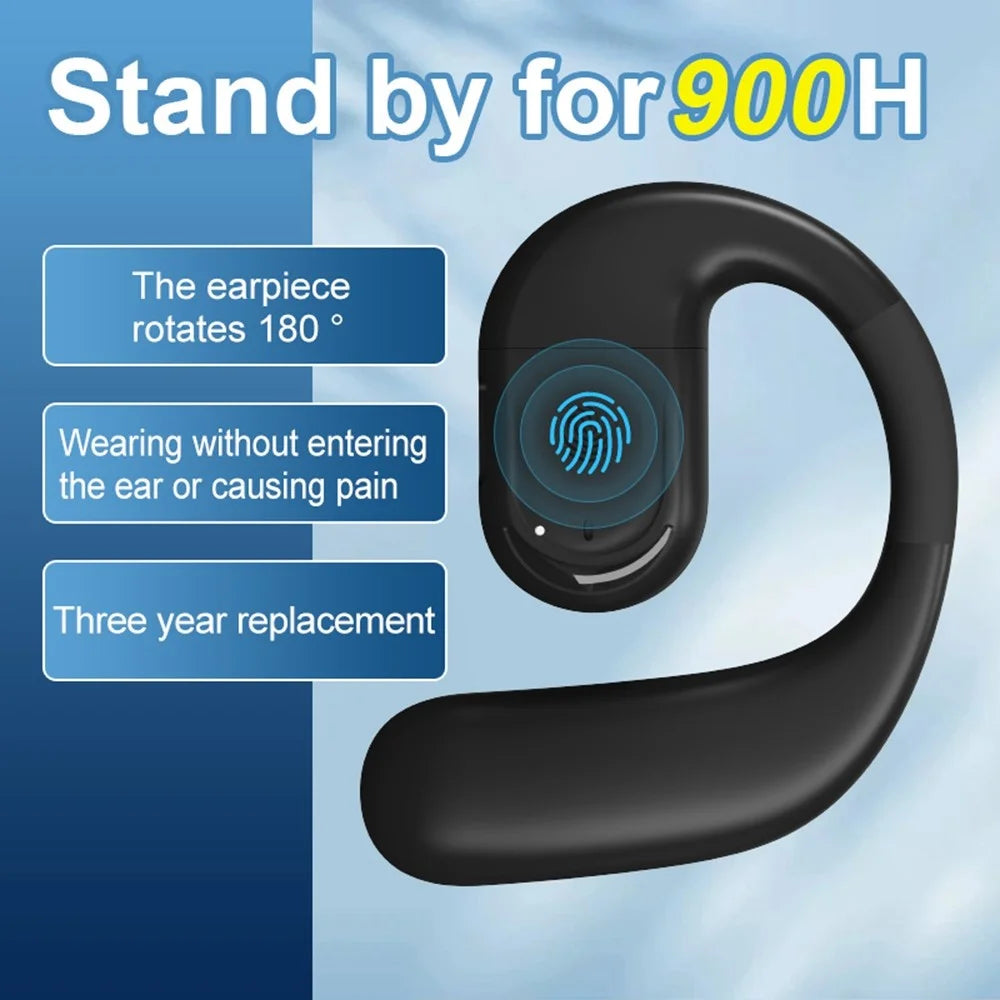 YJ78 Open Ear Earbuds Rotatable Single Ear Hook Sports Headphones Bluetooth-Compatible 5.4 - Black - 6