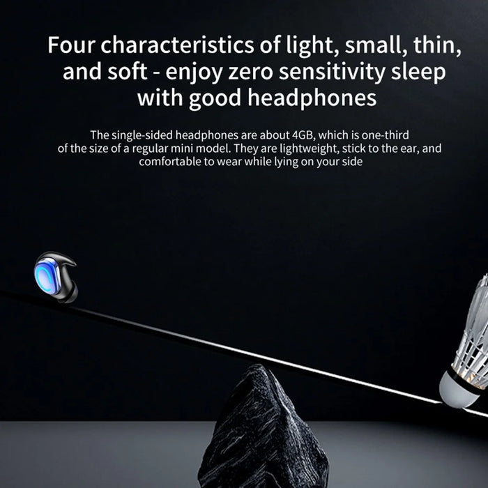 Q9 Wireless Mini Single Earbud Noise Cancelling Invisible In-Ear Headphone for Sleep - Blue - 5