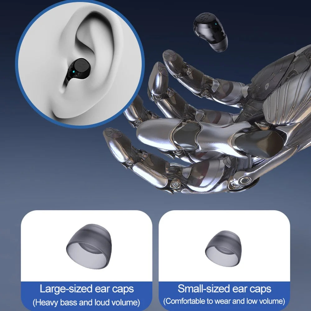 Q1 Mini Single Earbud Wireless Bluetooth-Compatible 5.4 Headphone Invisible Sleep Earpiece - Black - 5