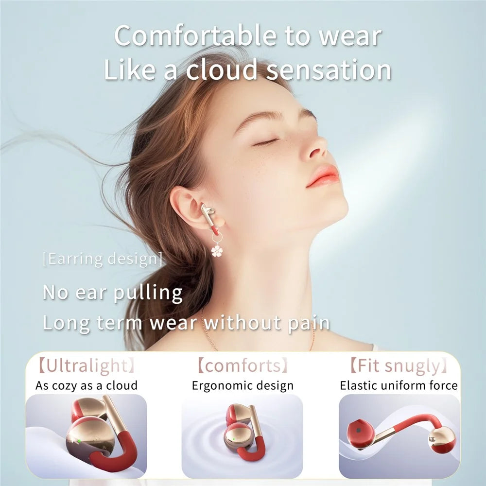 F22 Ear Clip OWS Bluetooth-Compatible Earbuds ENC Noise Reduction Semi In Ear Gaming Earphones - Purple - 3