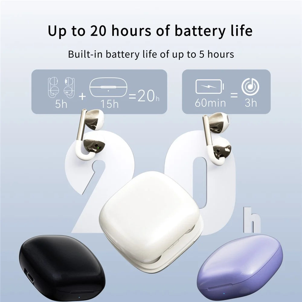F22 Ear Clip OWS Bluetooth-Compatible Earbuds ENC Noise Reduction Semi In Ear Gaming Earphones - Purple - 6