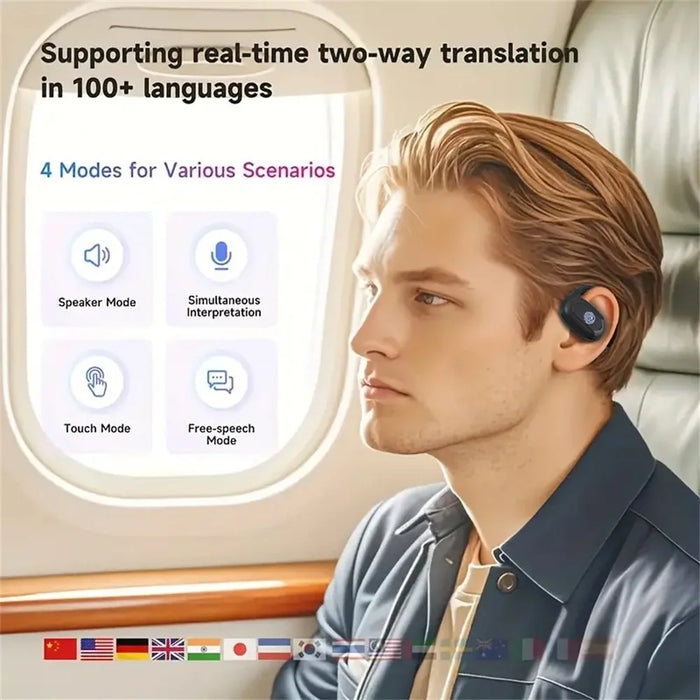 T20 Bluetooth-Compatible Music Earphones Noise Cancelling Multi Language Translation Headphones - Black - 5