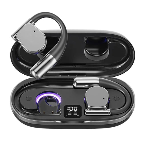M111 Bluetooth-Compatible 5.4 Earbuds Noise Reduction HD Audio Open Ear Wireless Headphones - Black - 1