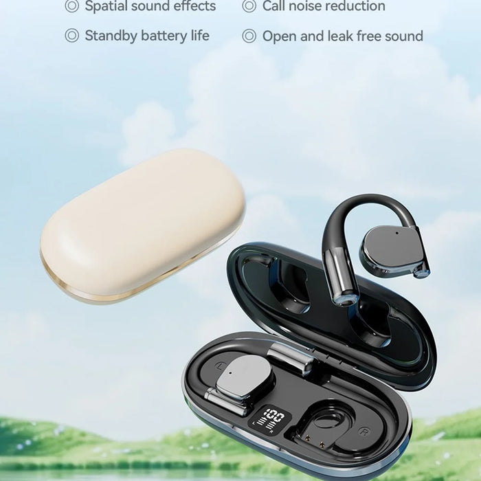 M111 Bluetooth-Compatible 5.4 Earbuds Noise Reduction HD Audio Open Ear Wireless Headphones - Black - 3