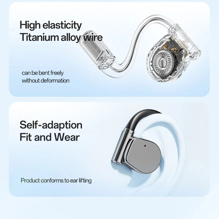 M111 Bluetooth-Compatible 5.4 Earbuds Noise Reduction HD Audio Open Ear Wireless Headphones - Black - 5