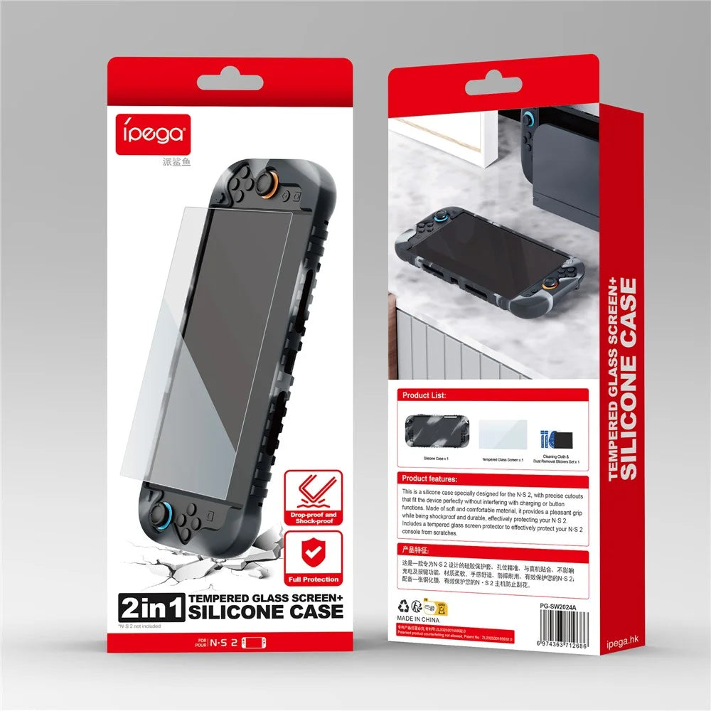 IPEGA PG-SW2024A For Nintendo Switch 2 Game Console Silicone Cover + Tempered Glass Screen Protector - 6