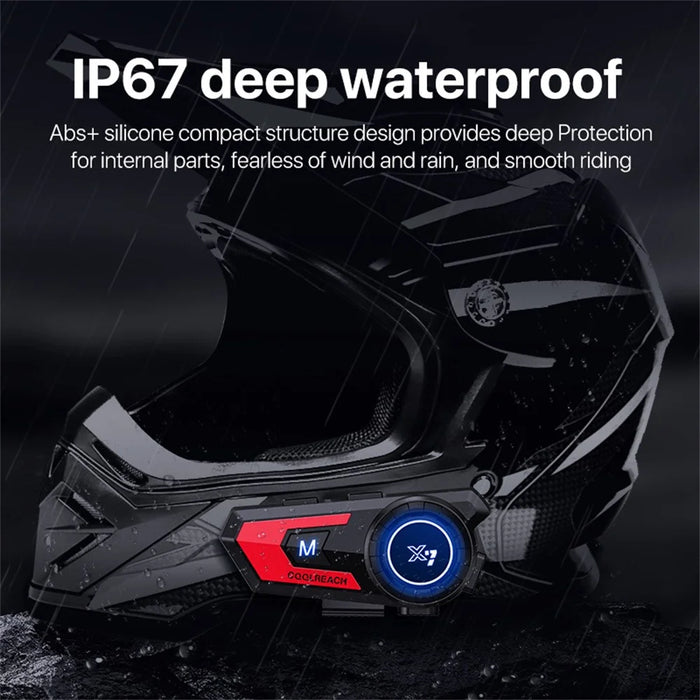 COOLREACH X7 Motorcycle Helmet Bluetooth-Compatible Headset Waterproof Wireless Earpiece with 2 in 1 Soft and Hard Mic - Red - 5