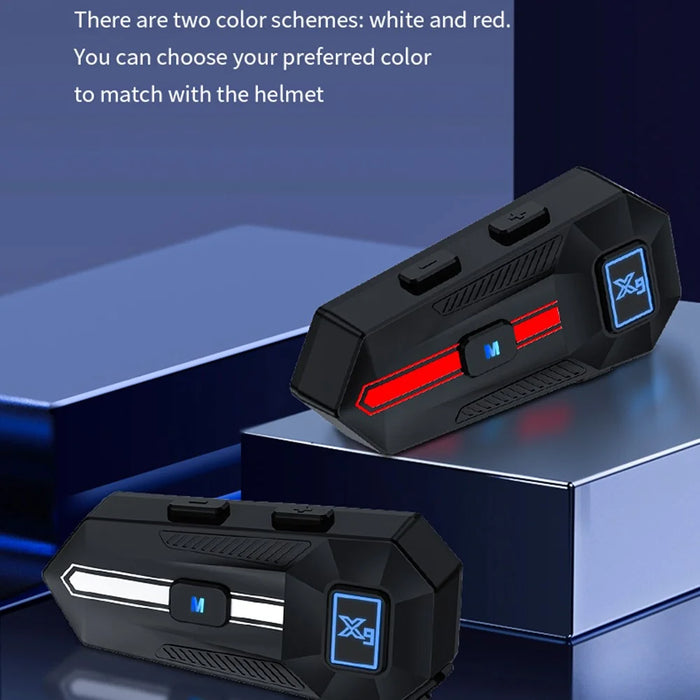 X9 Motorcycle Helmet Bluetooth-Compatible Headset Waterproof Wireless Riding Earphones with 2 in 1 Soft and Hard Mic - White - 7