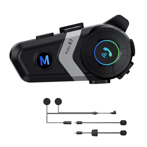 S3 Motorcycle Helmet Bluetooth-Compatible Headset Waterproof Wireless Earphones with 2 in 1 Soft and Hard Mic - Silver - 1