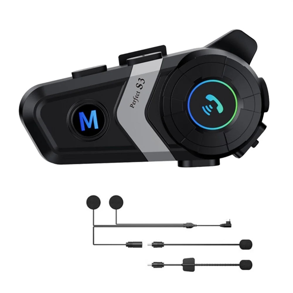 S3 Motorcycle Helmet Bluetooth-Compatible Headset Waterproof Wireless Earphones with 2 in 1 Soft and Hard Mic - Silver - 1