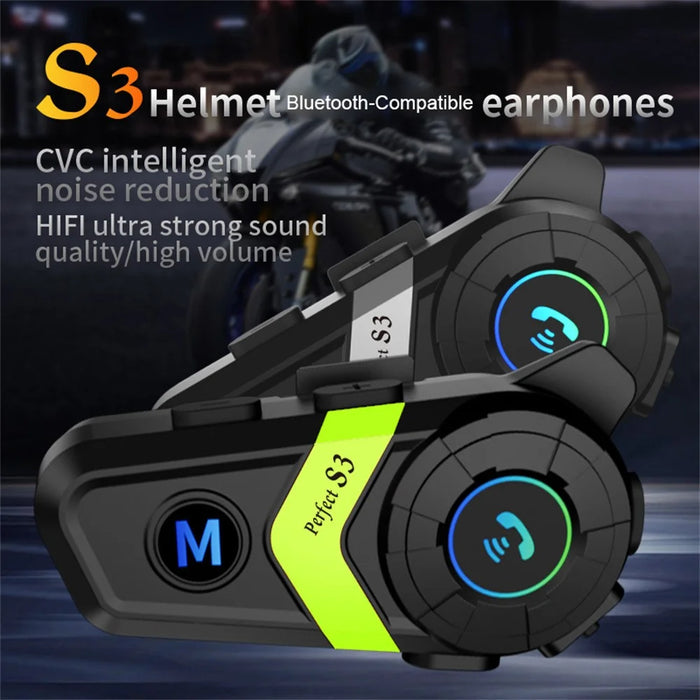 S3 Motorcycle Helmet Bluetooth-Compatible Headset Waterproof Wireless Earphones with 2 in 1 Soft and Hard Mic - Silver - 2