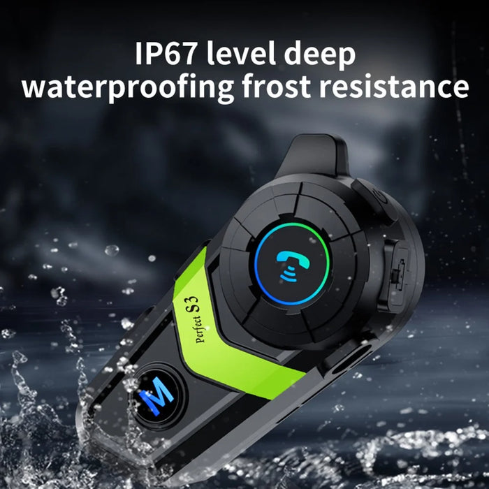 S3 Motorcycle Helmet Bluetooth-Compatible Headset Waterproof Wireless Earphones with 2 in 1 Soft and Hard Mic - Silver - 3