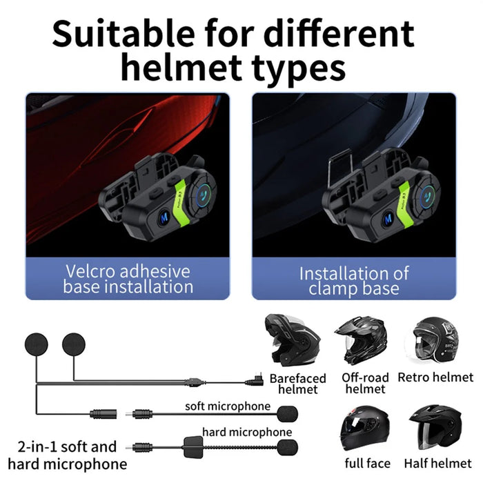 S3 Motorcycle Helmet Bluetooth-Compatible Headset Waterproof Wireless Earphones with 2 in 1 Soft and Hard Mic - Silver - 6