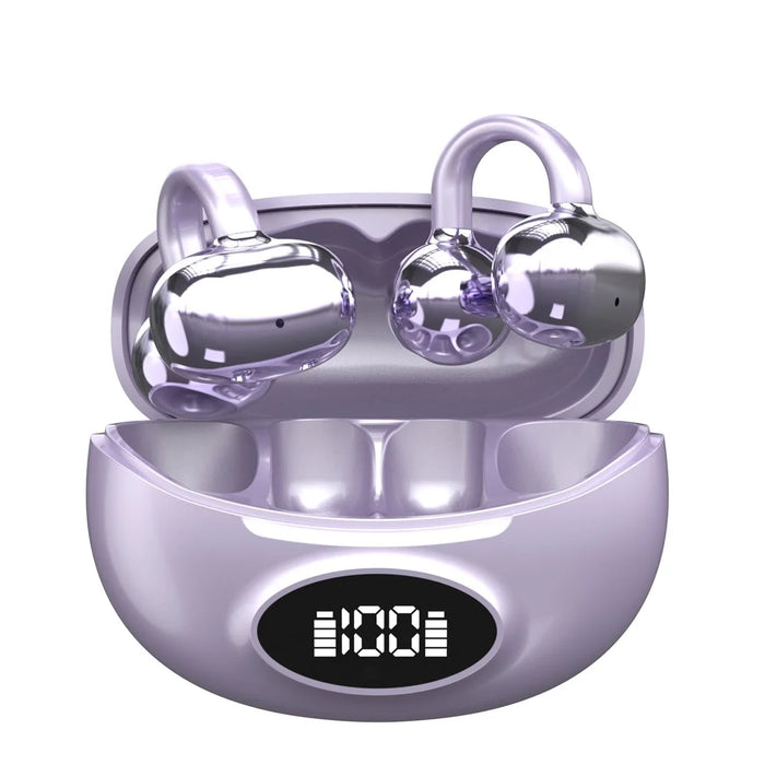 W19 TWS Bluetooth-Compatible 5.4 Earbuds Non In Ear Clip On Sports Running Headphones - Purple - 2