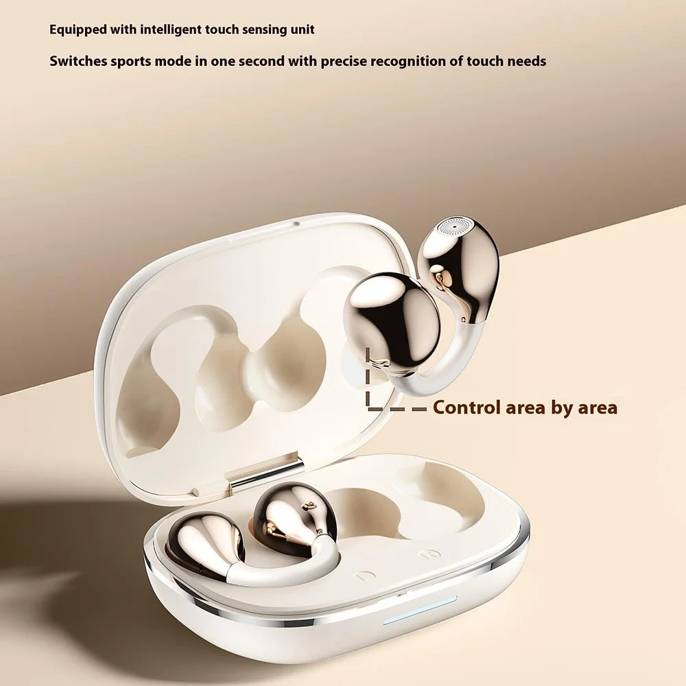 M66 Bone Conduction Ear Clip Wireless Bluetooth-Compatible Earphones Sports Running Headphones - Beige - 2