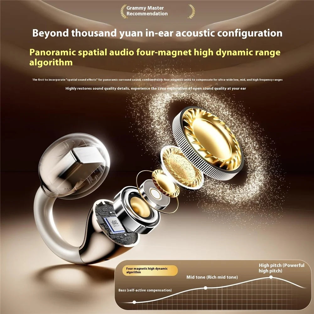 M66 Bone Conduction Ear Clip Wireless Bluetooth-Compatible Earphones Sports Running Headphones - Beige - 5