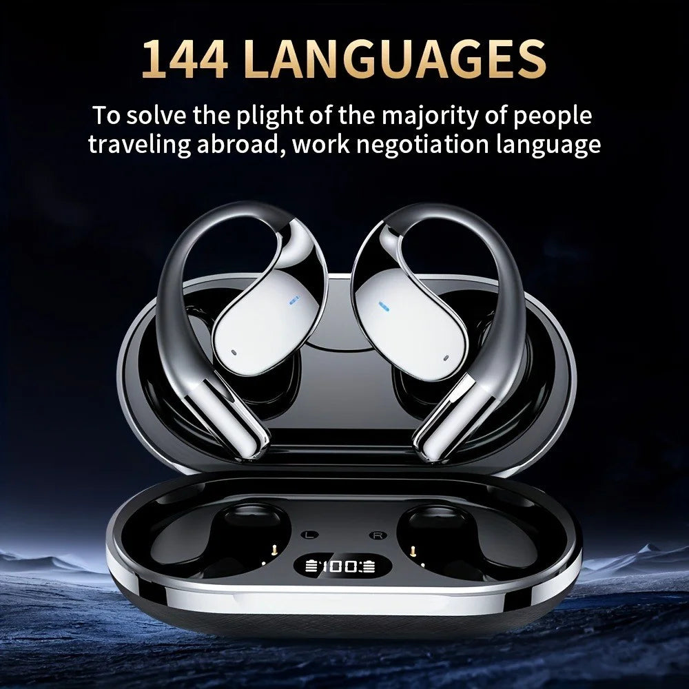 Q39 144 Languages Translation Earbuds HiFi Sound Open Ear Bluetooth-Compatible Music Earphones - Black - 2
