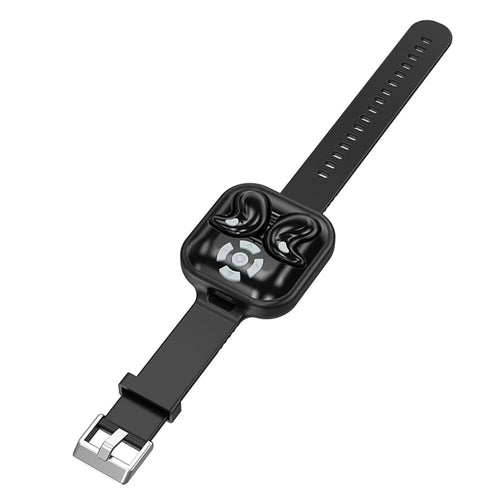 LY9 Mini Ultra Thin Wireless Sleep Earbuds Portable Shark Fin Design Bluetooth-Compatible Earphones with Watch Strap - Black - 1