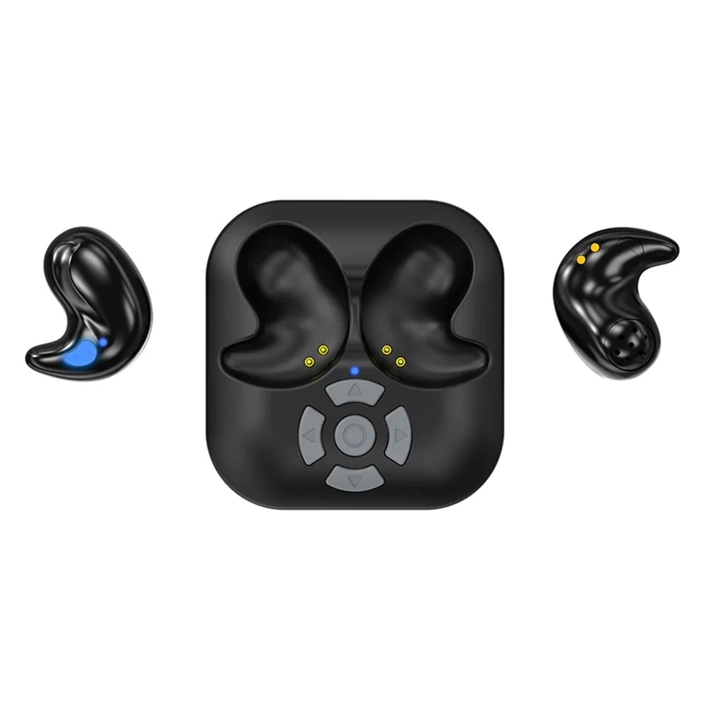 LY9 Mini Ultra Thin Wireless Sleep Earbuds Portable Shark Fin Design Bluetooth-Compatible Earphones with Watch Strap - Black - 2