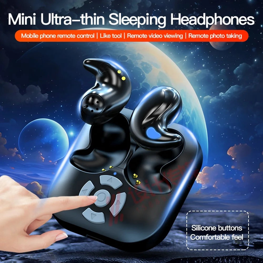 LY9 Mini Ultra Thin Wireless Sleep Earbuds Portable Shark Fin Design Bluetooth-Compatible Earphones with Watch Strap - Black - 4