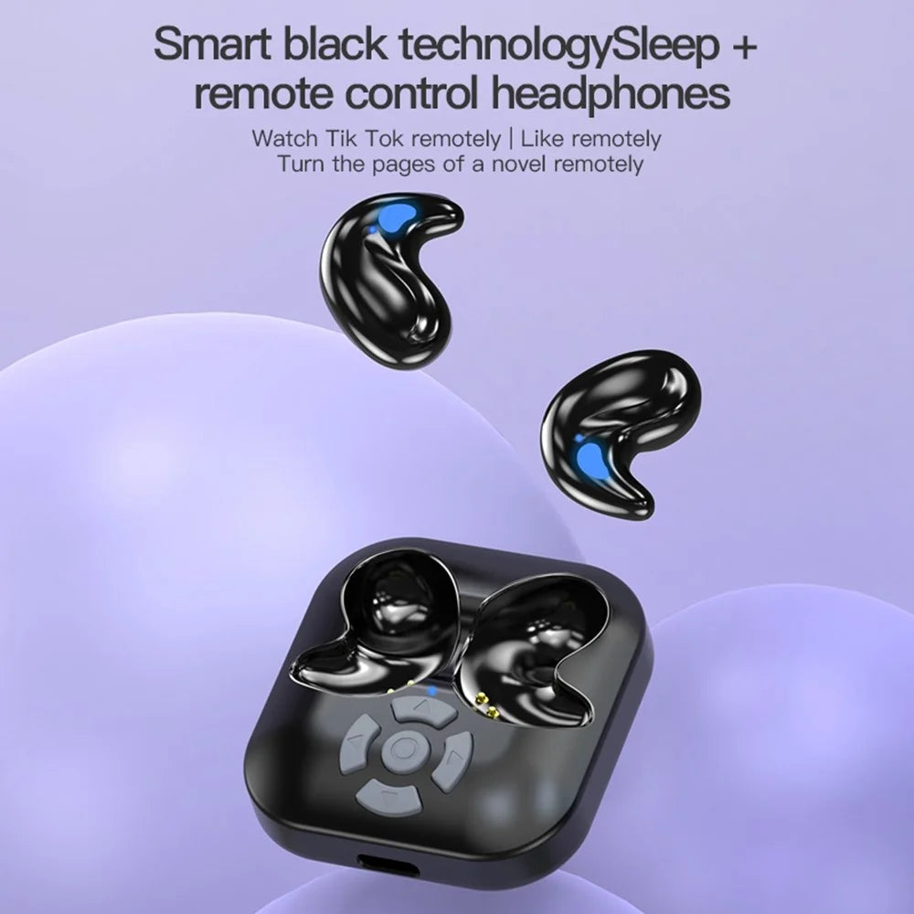 LY9 Mini Ultra Thin Wireless Sleep Earbuds Portable Shark Fin Design Bluetooth-Compatible Earphones with Watch Strap - Black - 5