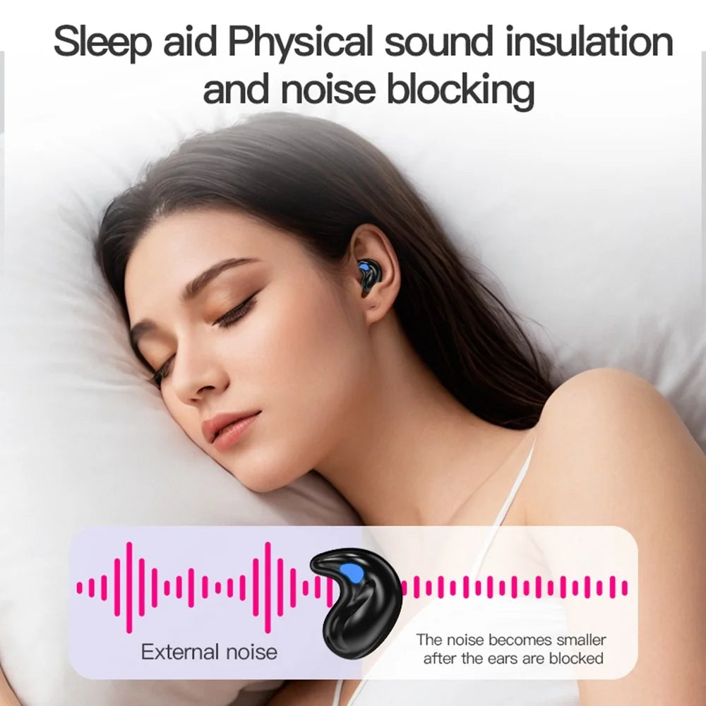 LY9 Mini Ultra Thin Wireless Sleep Earbuds Portable Shark Fin Design Bluetooth-Compatible Earphones with Watch Strap - Black - 7