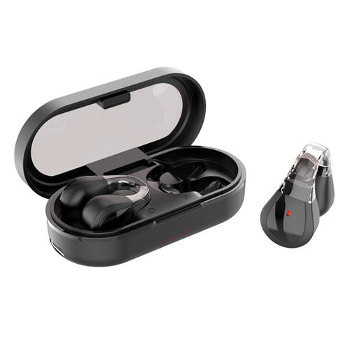 Q60 Wireless Bluetooth-Compatible Headset Stereo Waterproof Touch Control Ear Clip Earphones - Black - 1